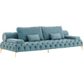 Klassische Möbel Edelstahl Leder -Knopf -Sofa Set